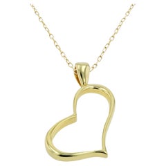 Vintage 1980s 18k Yellow Gold Giant Abstract Heart Pendant