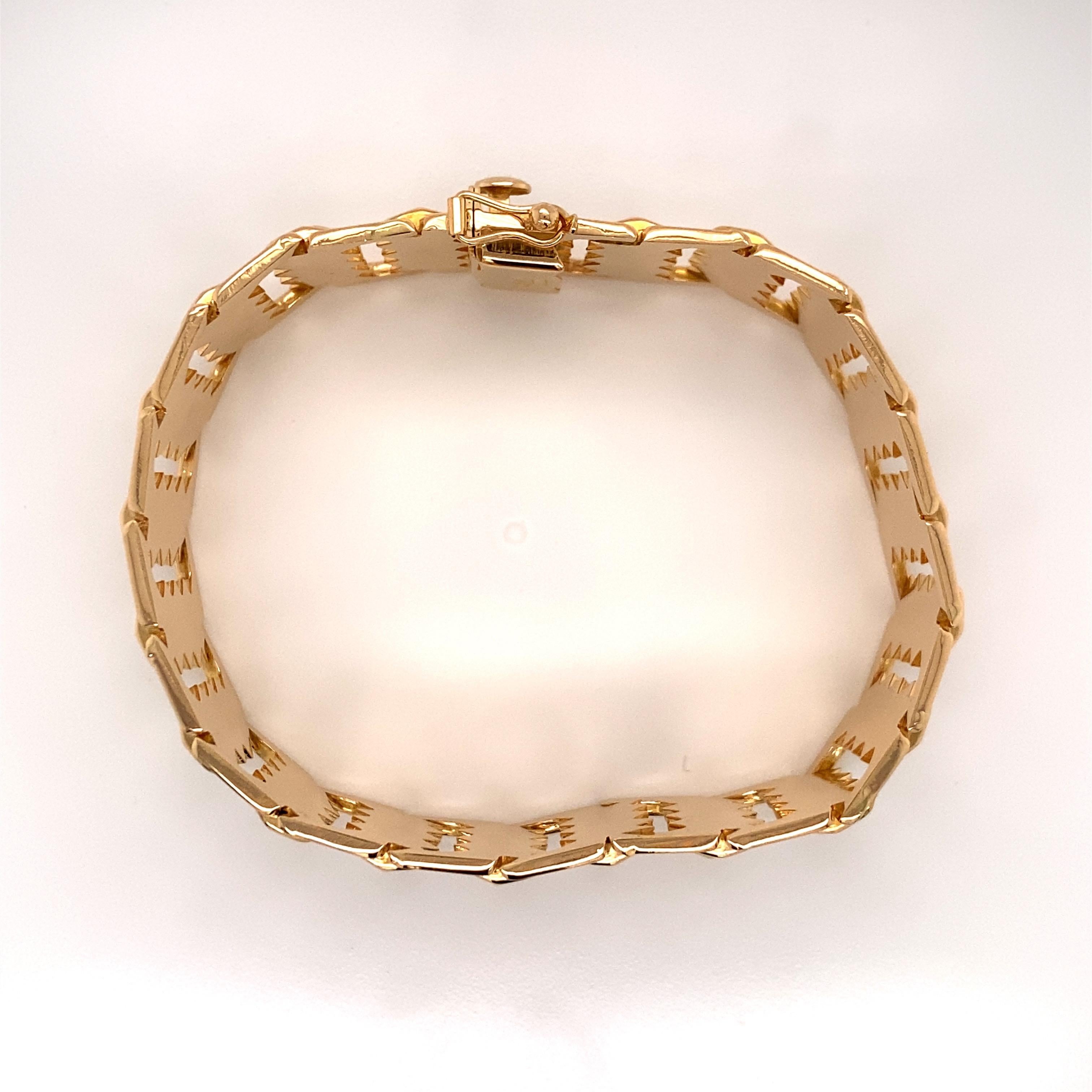 Moderne Bracelet à maillons larges vintage en or jaune 18 carats des années 1980 en vente