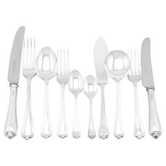Retro 1980s-1990s Sterling Silver Canteen of Cutlery for 8 Persons