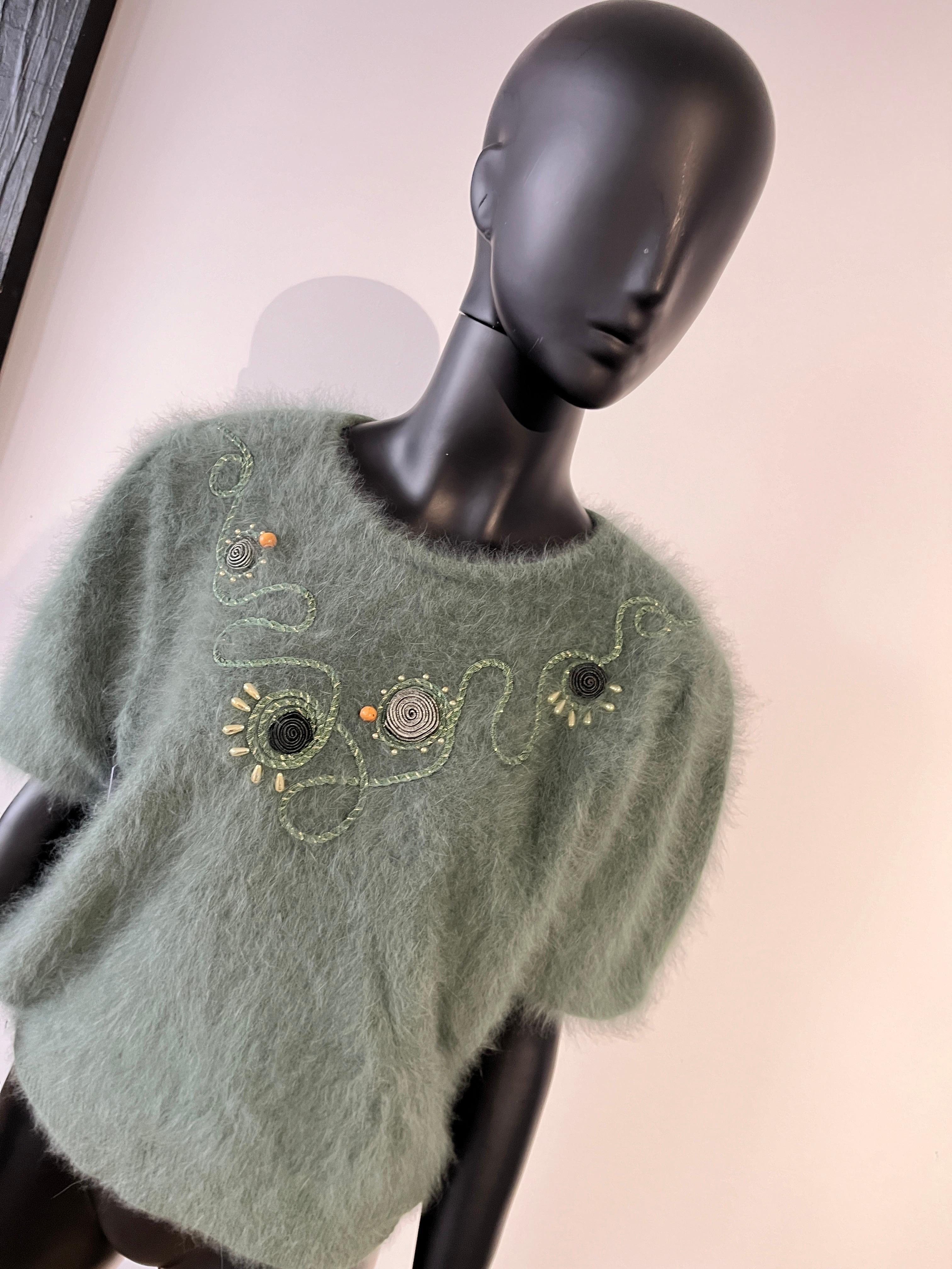 Black Vintage 1980’s beaded angora Jumper