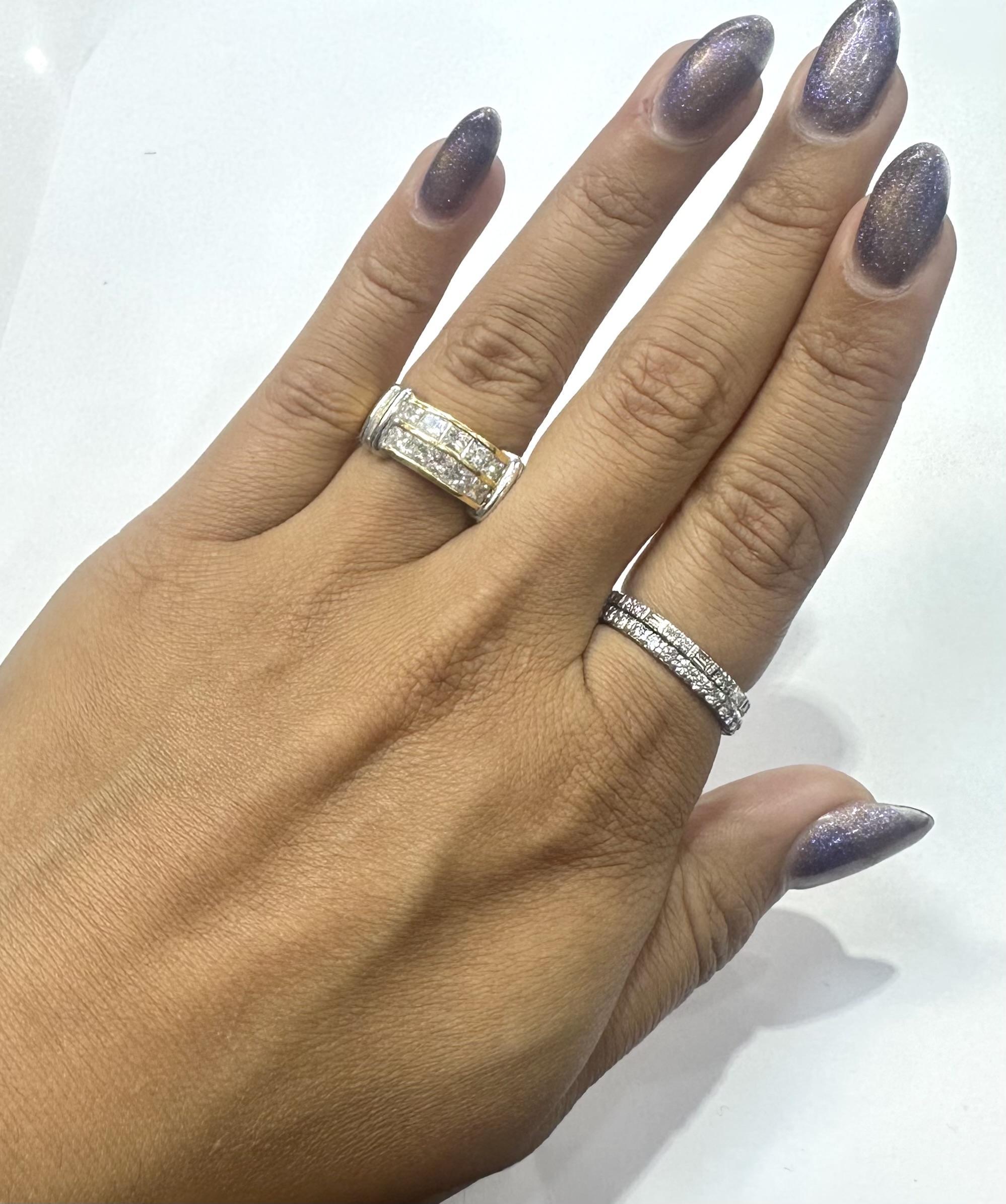 Vintage 1980 2.00 Carat Princess Cut Diamonds Ring Pour femmes en vente