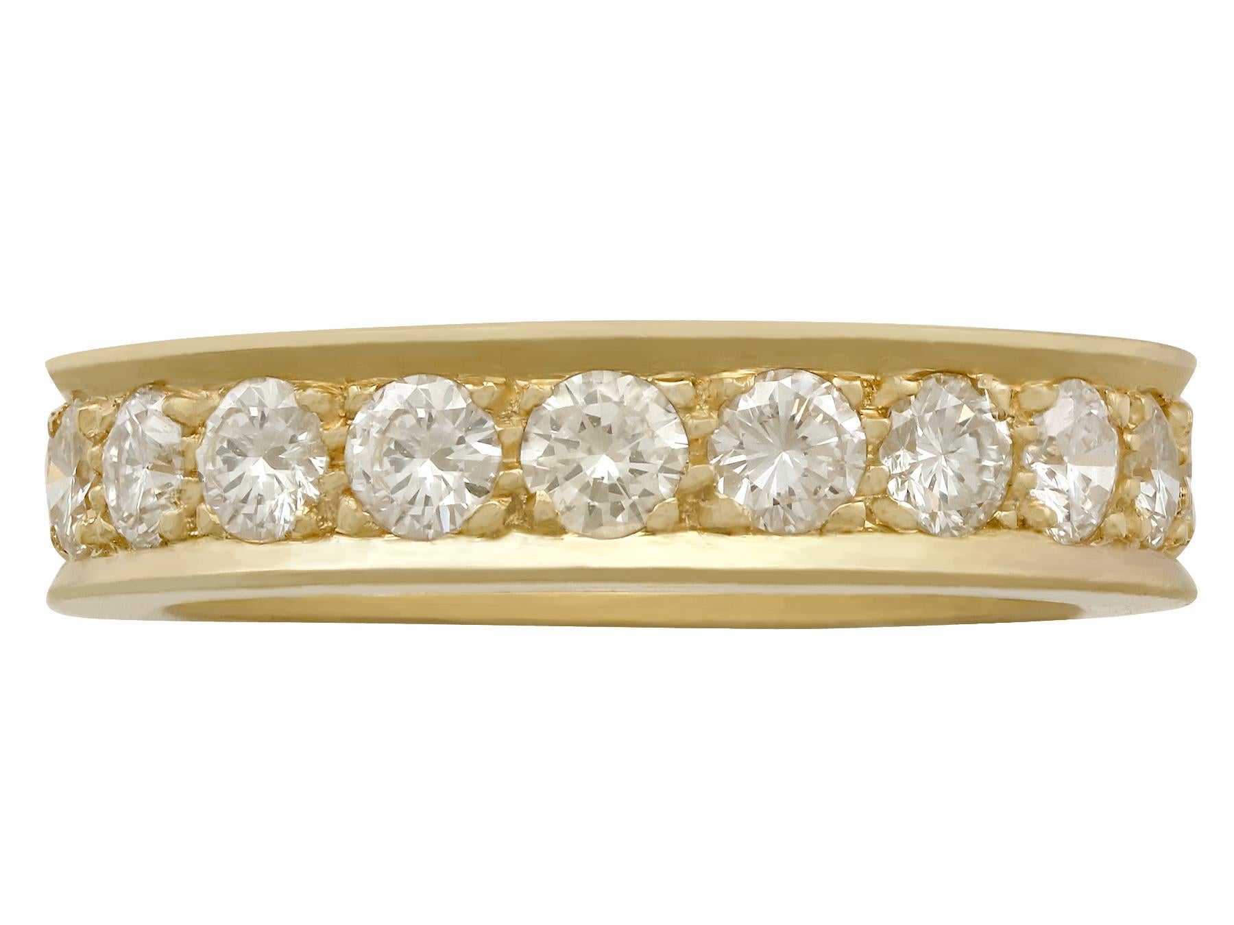 A stunning vintage 1980s 2.22 carat diamond and 18 karat yellow gold full eternity ring; part of our diverse diamond jewelry and estate jewelry collections.

This stunning, fine and impressive vintage eternity ring has been crafted in 18k yellow