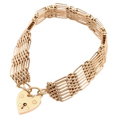 Vintage anni '80: bracciale A Link in oro giallo 9K da 24,8 g con lucchetto a cuore