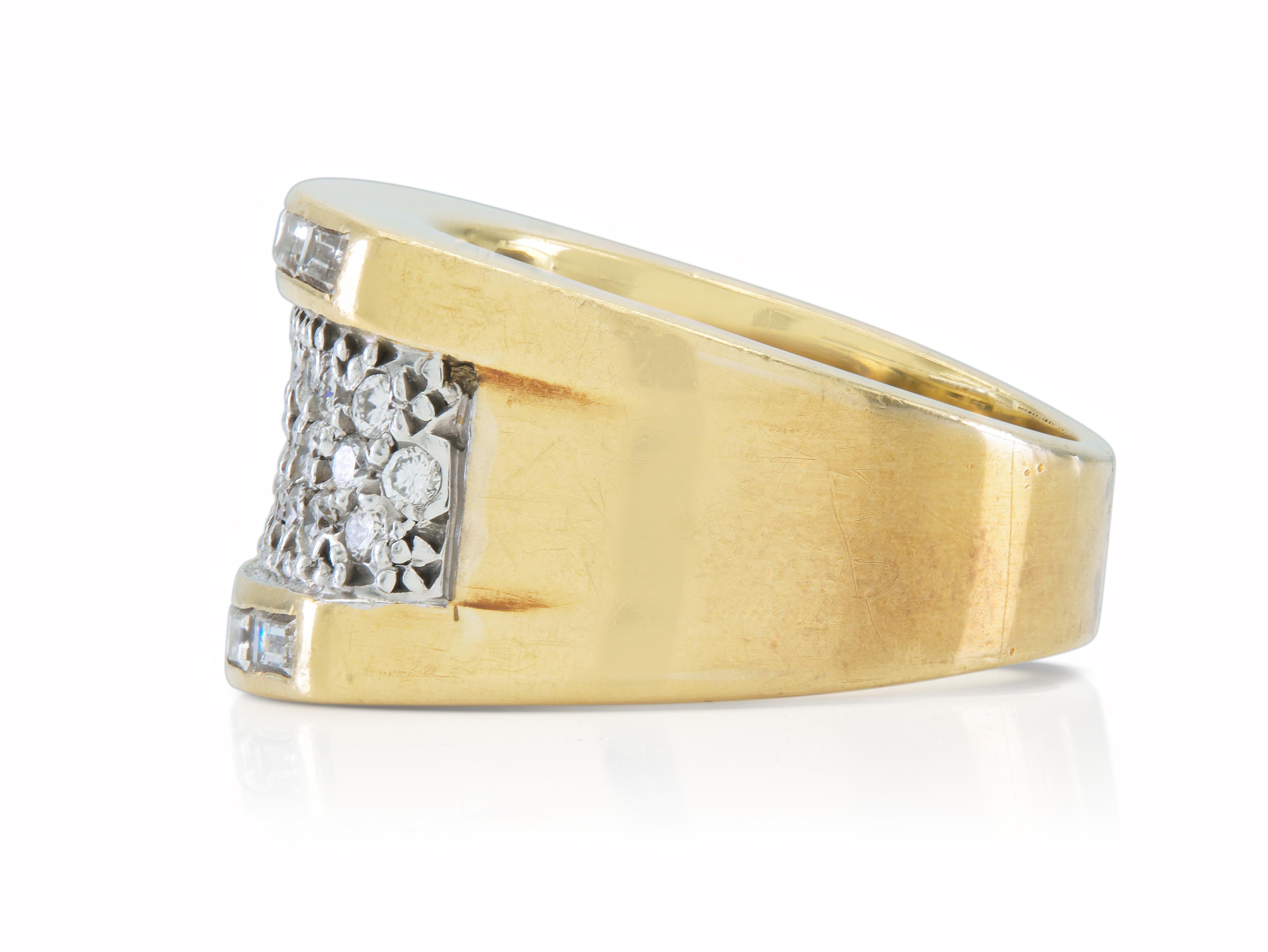 Anillo cuadrado vintage de los años 80 con diamantes de 2,50 quilates Corte mixto en venta