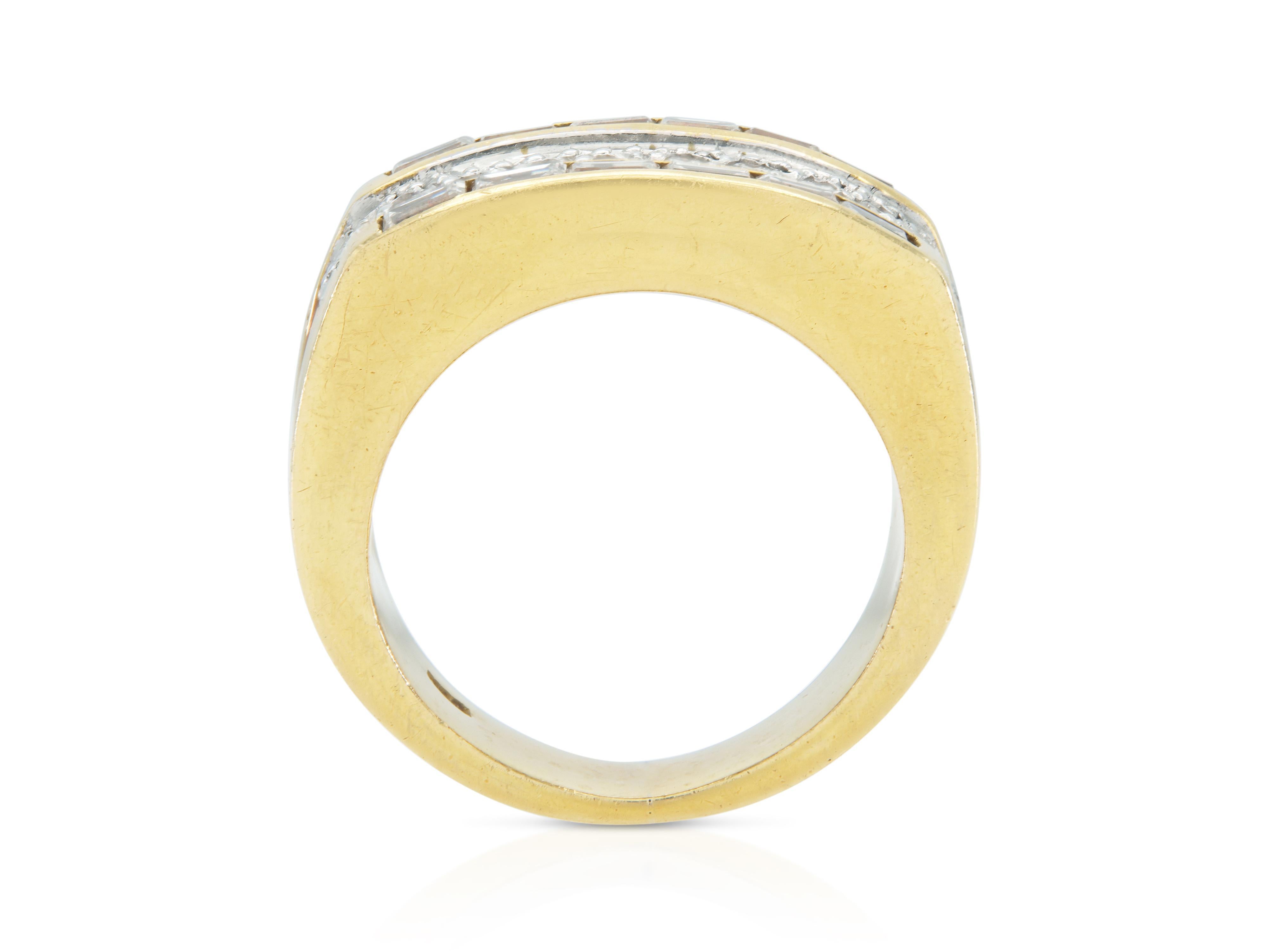 Anillo cuadrado vintage de los años 80 con diamantes de 2,50 quilates en Bueno estado para la venta en New York, NY