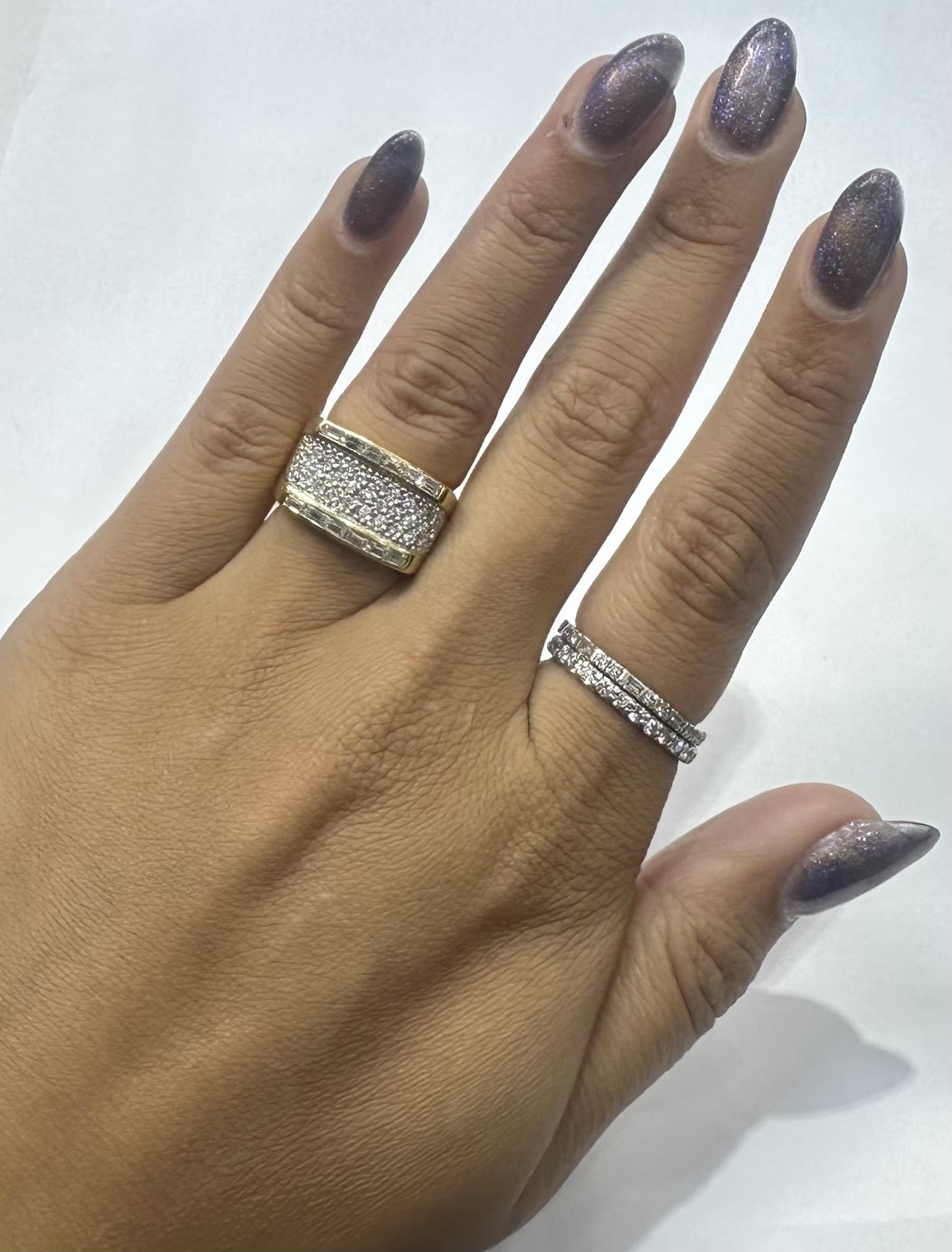 De las mujeres Anillo cuadrado vintage de los años 80 con diamantes de 2,50 quilates en venta