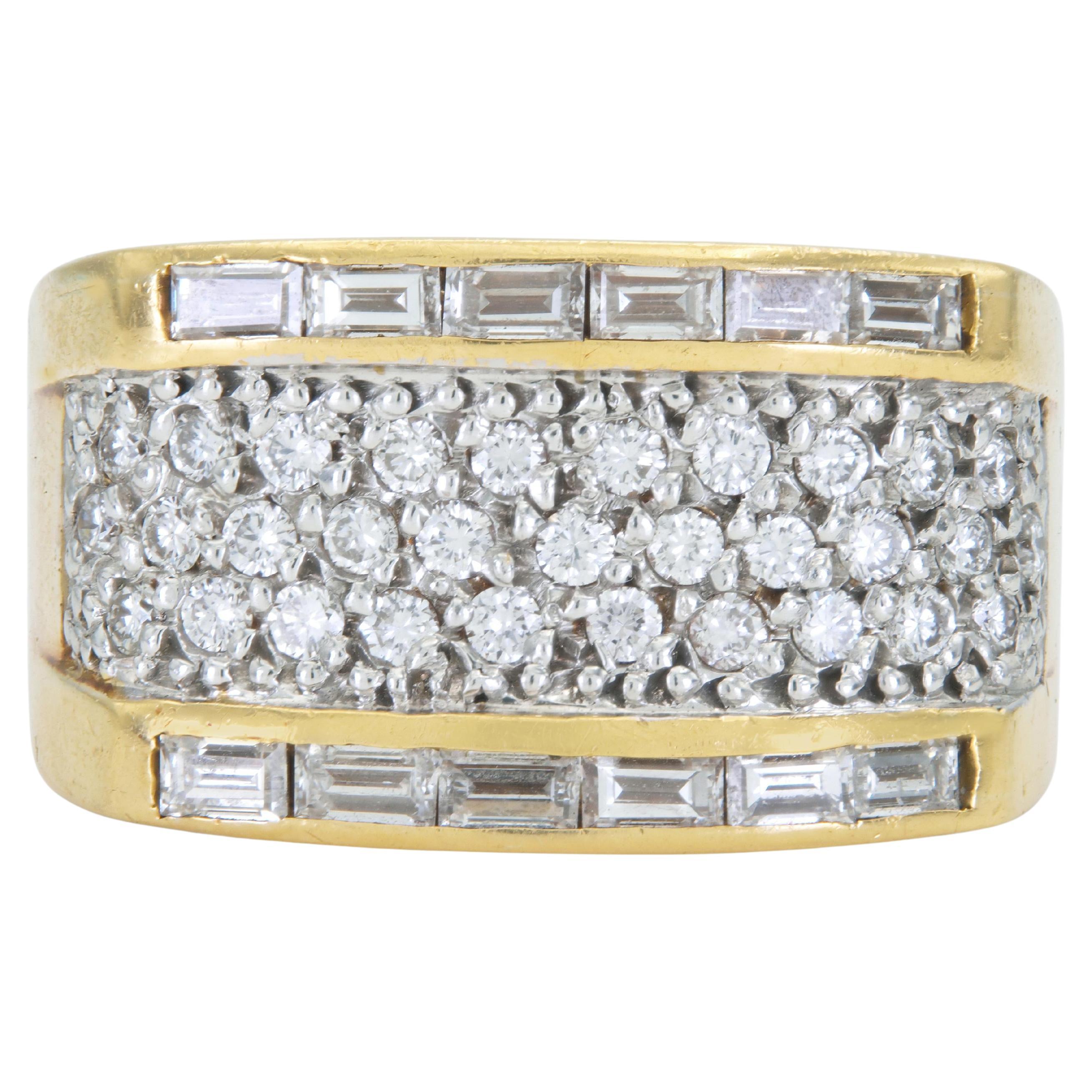 Vintage 1980s 2,50 Karat Diamanten Quadratischer Ring