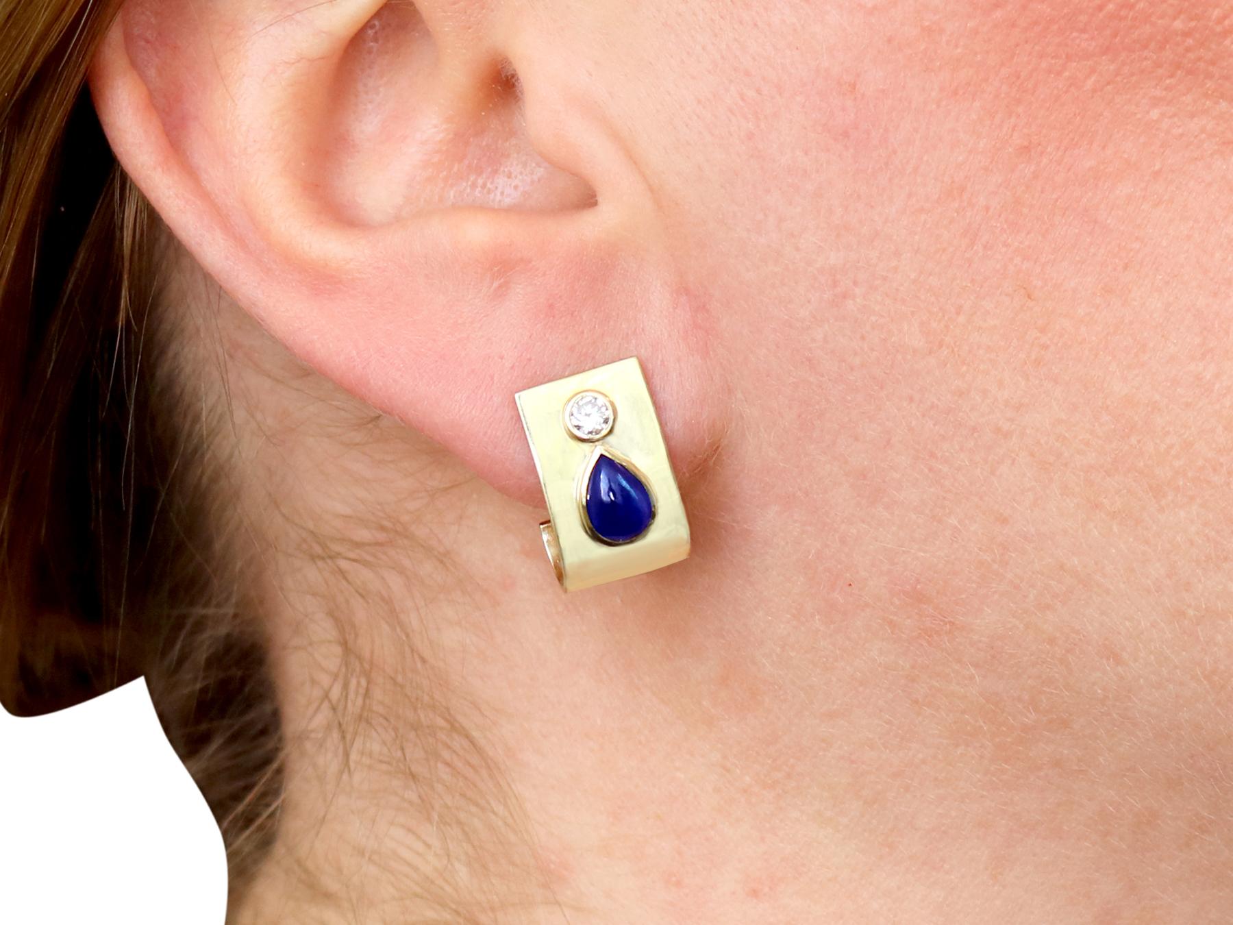 Pendientes vintage de oro amarillo de los años 80 con zafiro y diamantes de 2,50 quilates en Excelente estado para la venta en Jesmond, Newcastle Upon Tyne