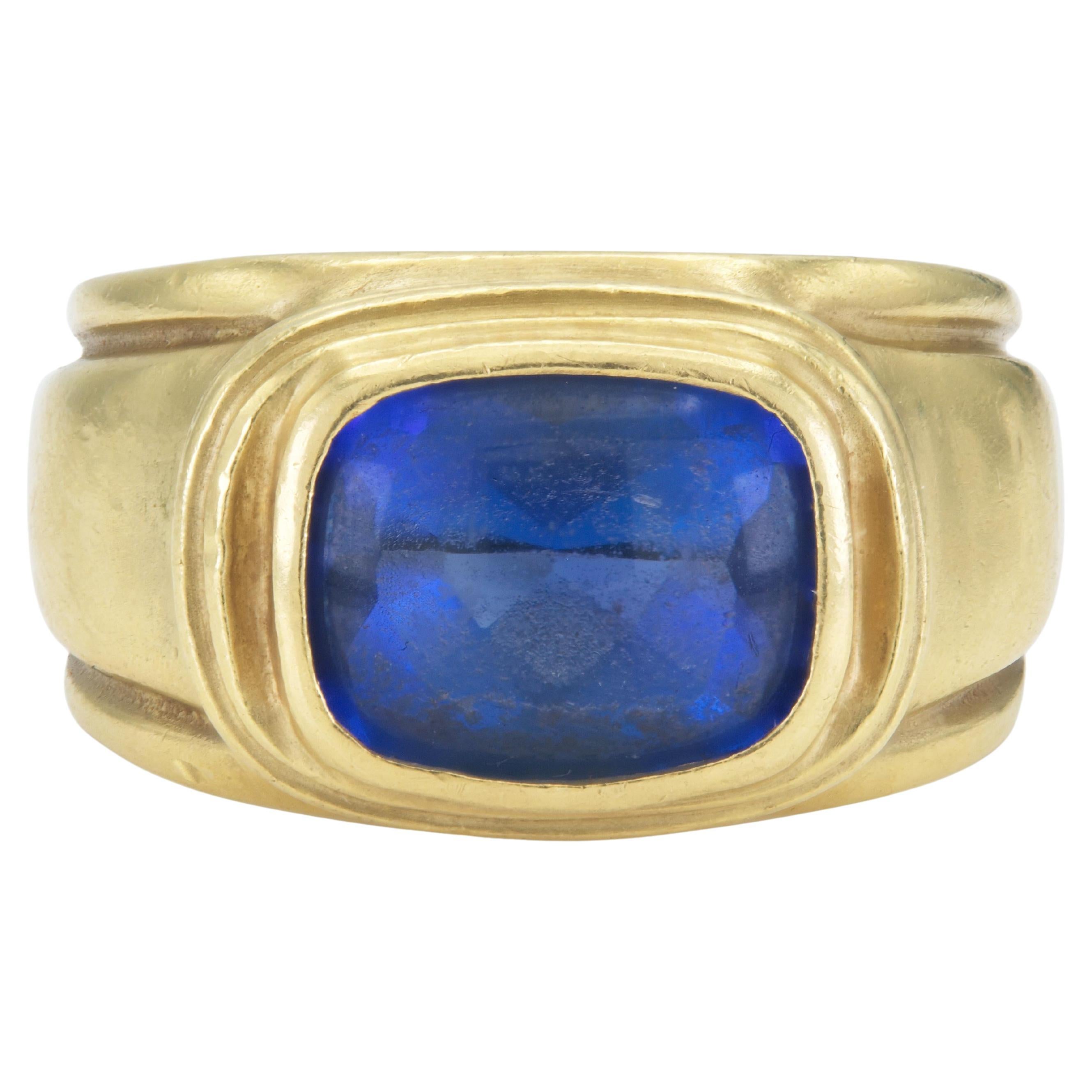 Vintage 1980 3.00 Carat Saphir et bague en or