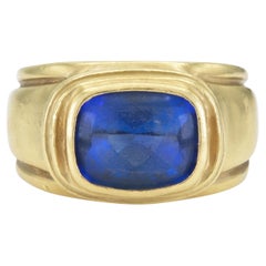 Anello d'oro e zaffiro da 3,00 carati vintage degli anni '80