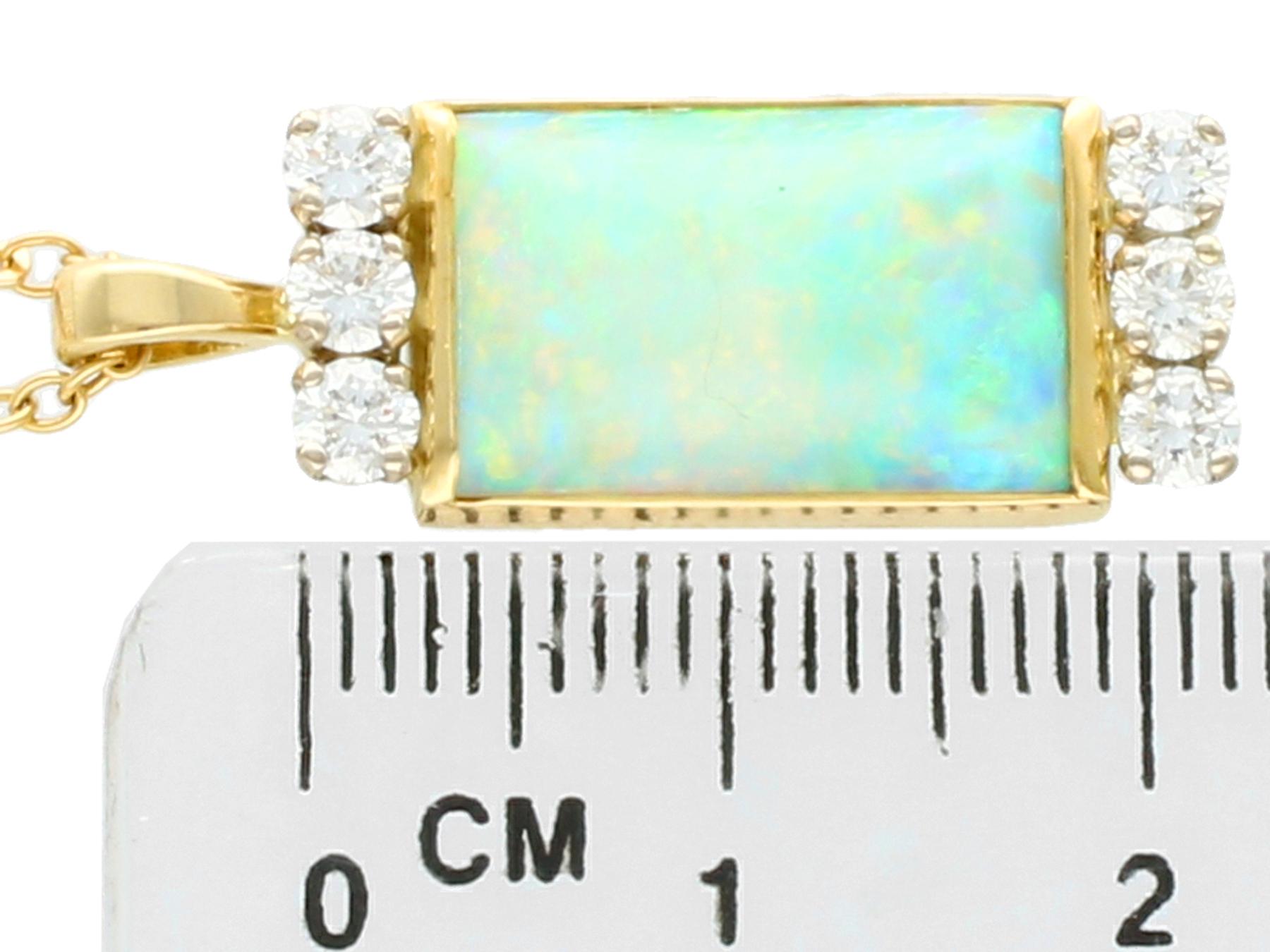 Women's or Men's Vintage 1980s 3.18 Carat Opal and Diamond Gold Pendant