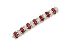 Vintage 1980s 52.39 Carat Ruby and 15.75 Carat Diamond Bracelet