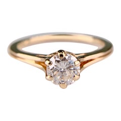 Vintage 1980's .60 Carat Solitaire Diamond Engagement Ring 18k Yellow Gold