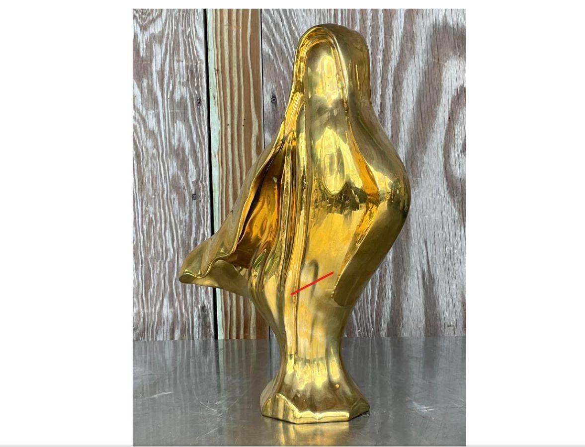North American Vintage 1980s Abstract Brass Sculpture For Sale