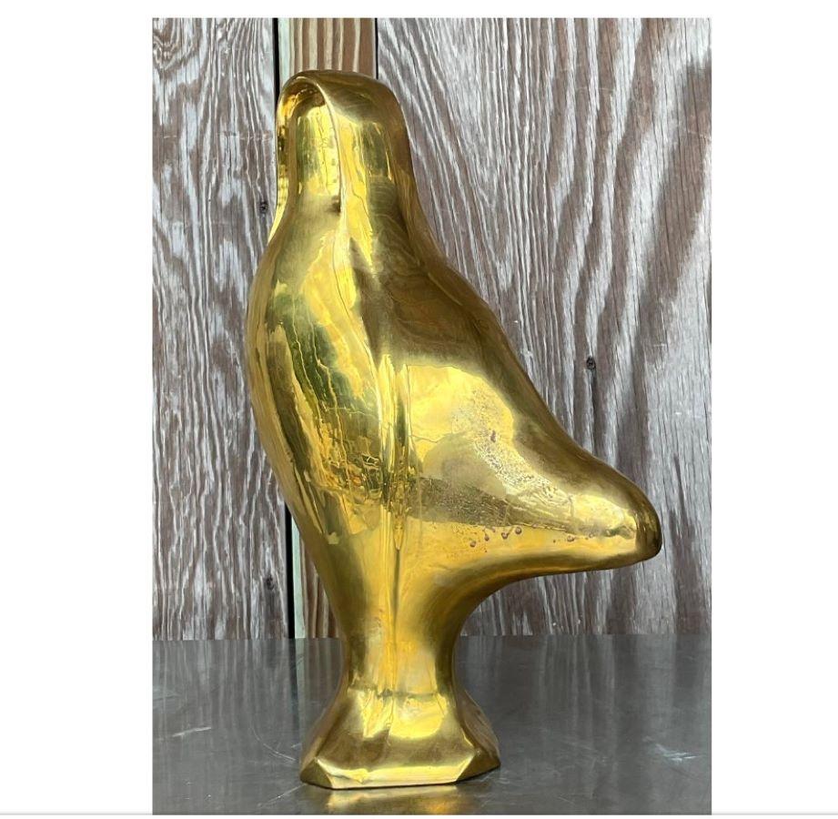 20th Century Vintage 1980s Abstract Brass Sculpture For Sale