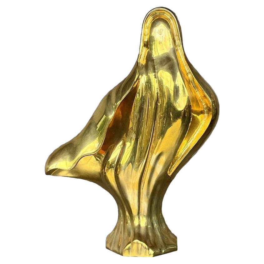 Vintage 1980s Abstract Brass Sculpture For Sale