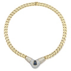 Vintage 1980s Adriano Chimento Sapphire and Diamond Necklace