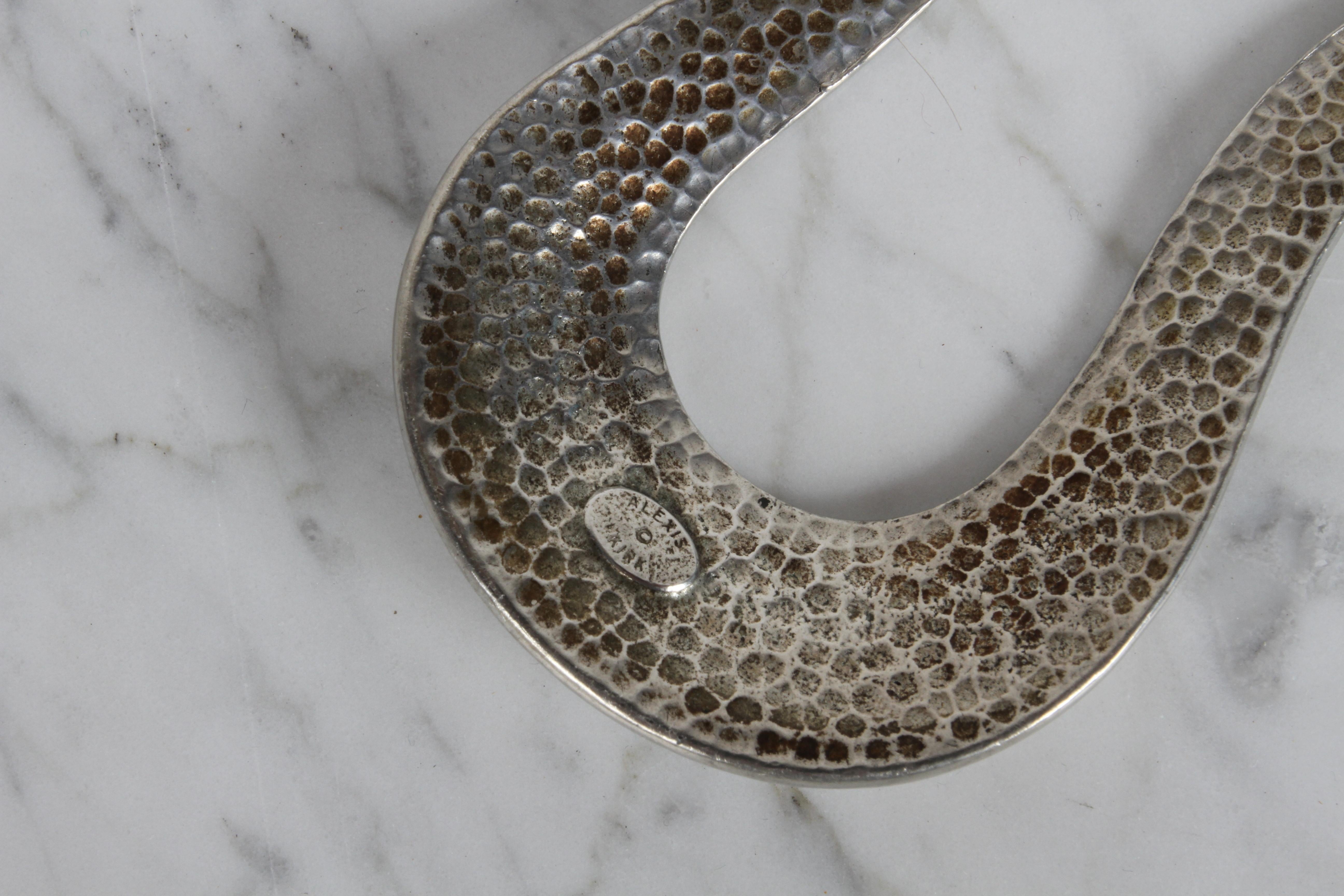 Vintage 1980s Alexis Kirk gegliederte skulpturale Silber Ton Choker Halskette im Angebot 10