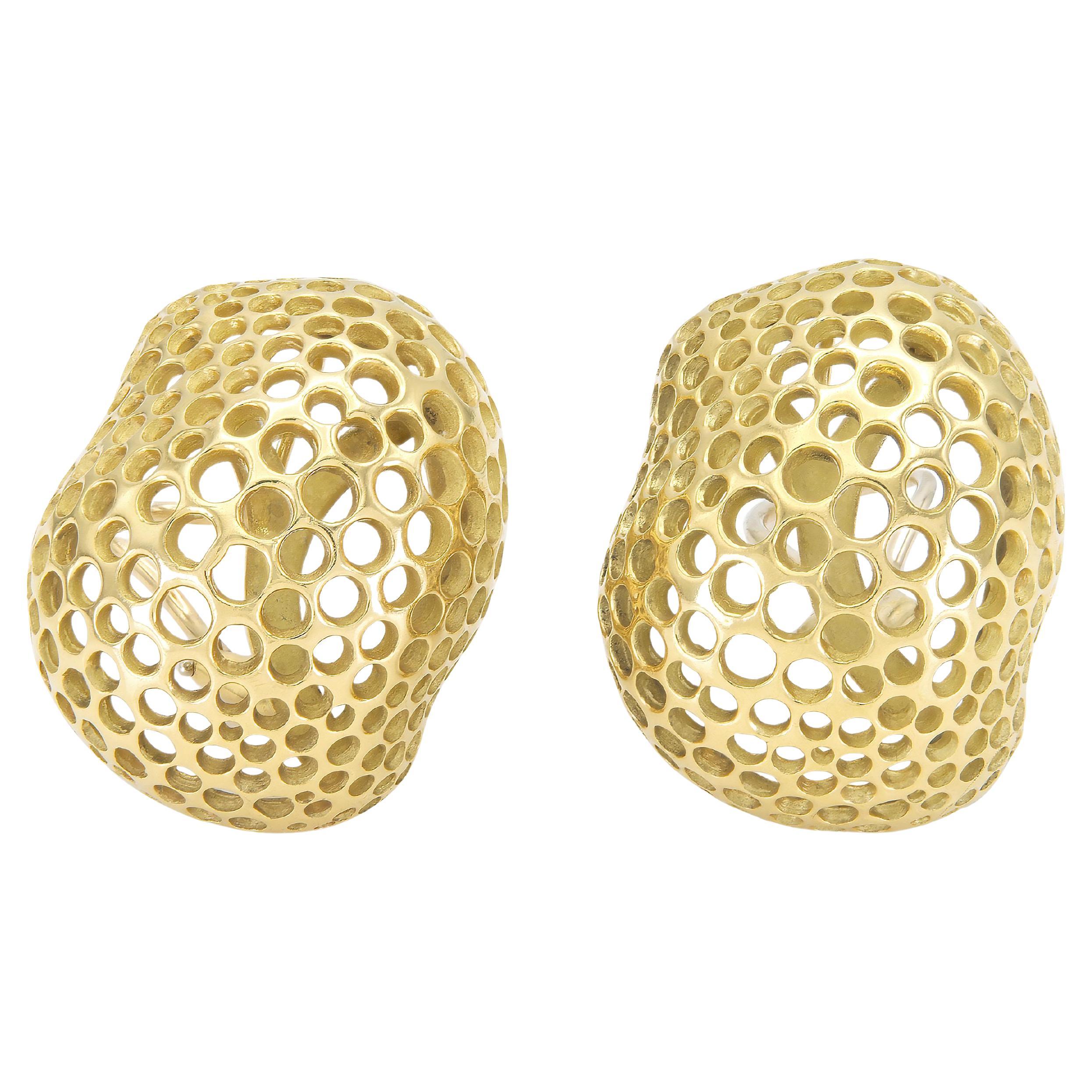 Vintage By 1980 Angela Cummings - Orecchini a forma libera con perforazioni in oro Studio A