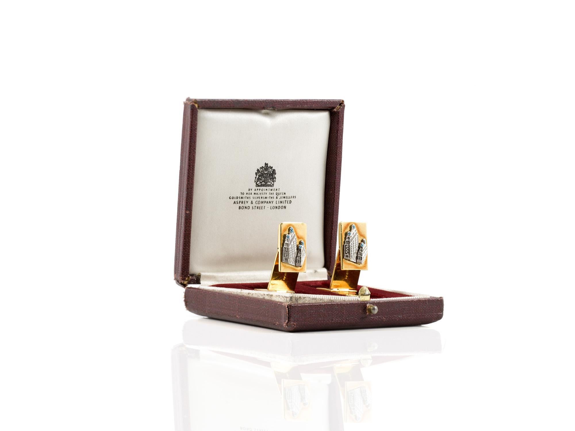 Gemelos vintage años 80 Asprey Houses of Parliament en venta 2