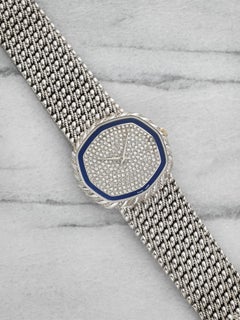 Vintage 1980s Audemars Piguet 18K WG Lapis Lazuli Diamond Dial Manual 32mm