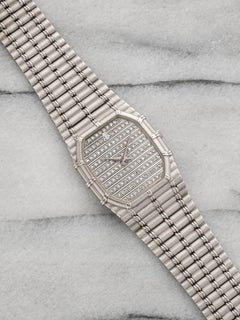 Vintage 1980 Audemars Piguet Bamboo 18K WG Diamond Pave Gadroon Dial 27 mm