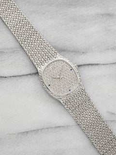 Vintage 1980s Audemars Piguet Cobra 18K WG Diamond Pave Sapphire Dial 27mm