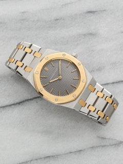 Audemars Piguet Royal Oak vintage de los años 80, modelo 56303SA, bicolor, esfera gris, cuarzo, 33 mm