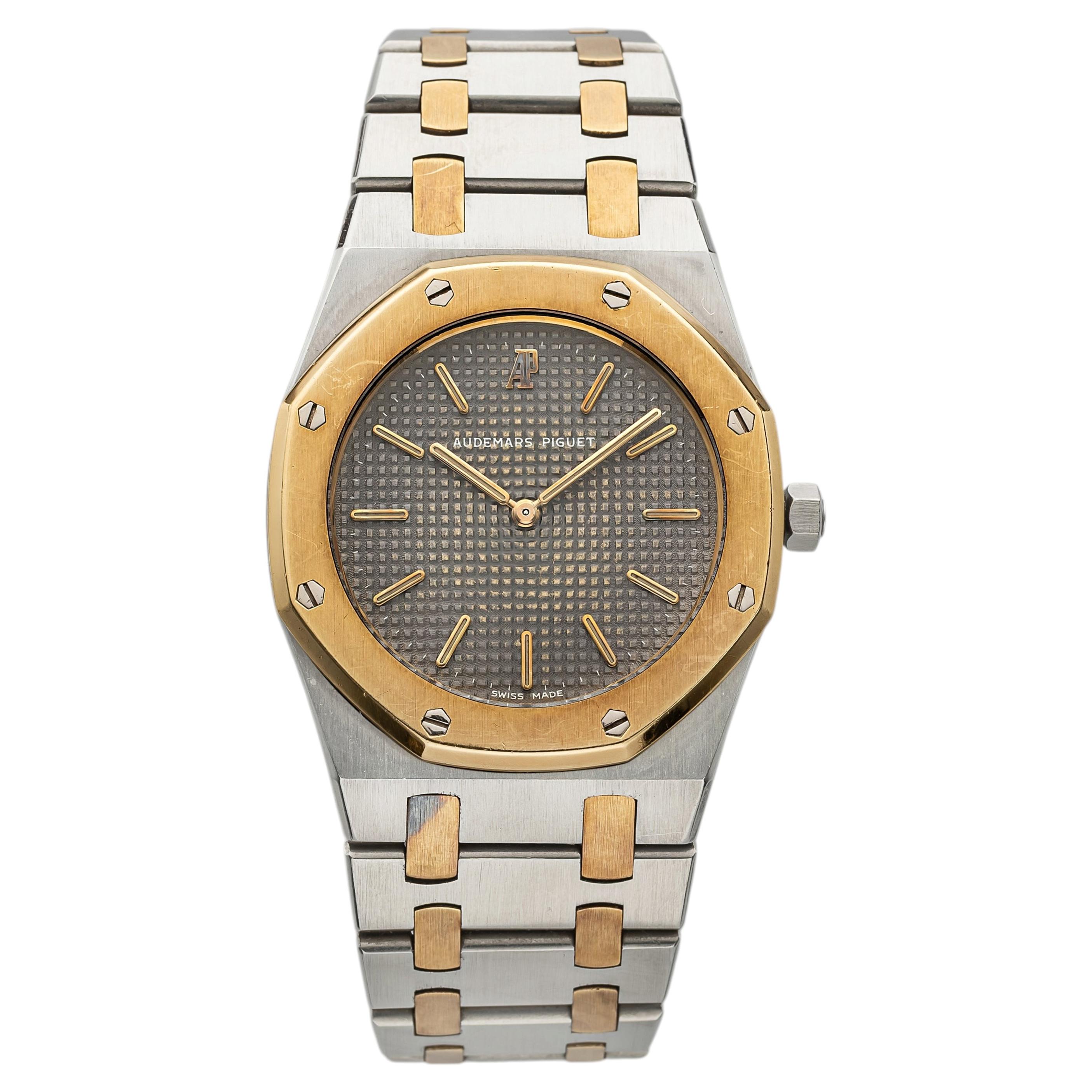 Vintage 1980s Audemars Piguet Royal Oak 56303SA Two Tone Grey Dial Quartz 33mm
