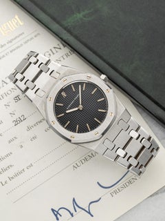 Audemars Piguet Royal Oak vintage degli anni '80, modello 56303ST, acciaio, quadrante nero, movimento al quarzo, 33 mm