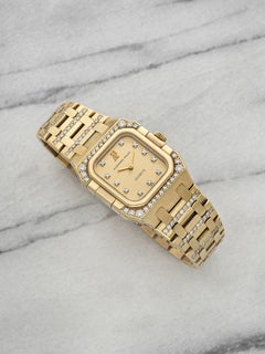 Vintage 1980s Audemars Piguet Royal Oak 6015BA 18K YG Diamond Dial Quartz 25mm