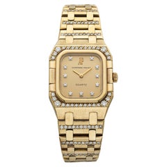 Vintage 1980s Audemars Piguet Royal Oak 6015BA 18K YG Diamond Dial Quartz 25mm