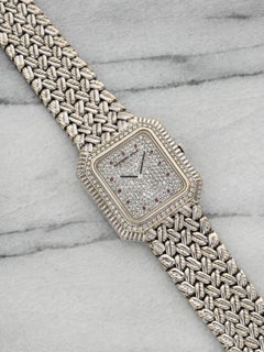 Vintage 1980s Audemars Piguet White Gold Quartz Pavé Ruby Dial 33mm
