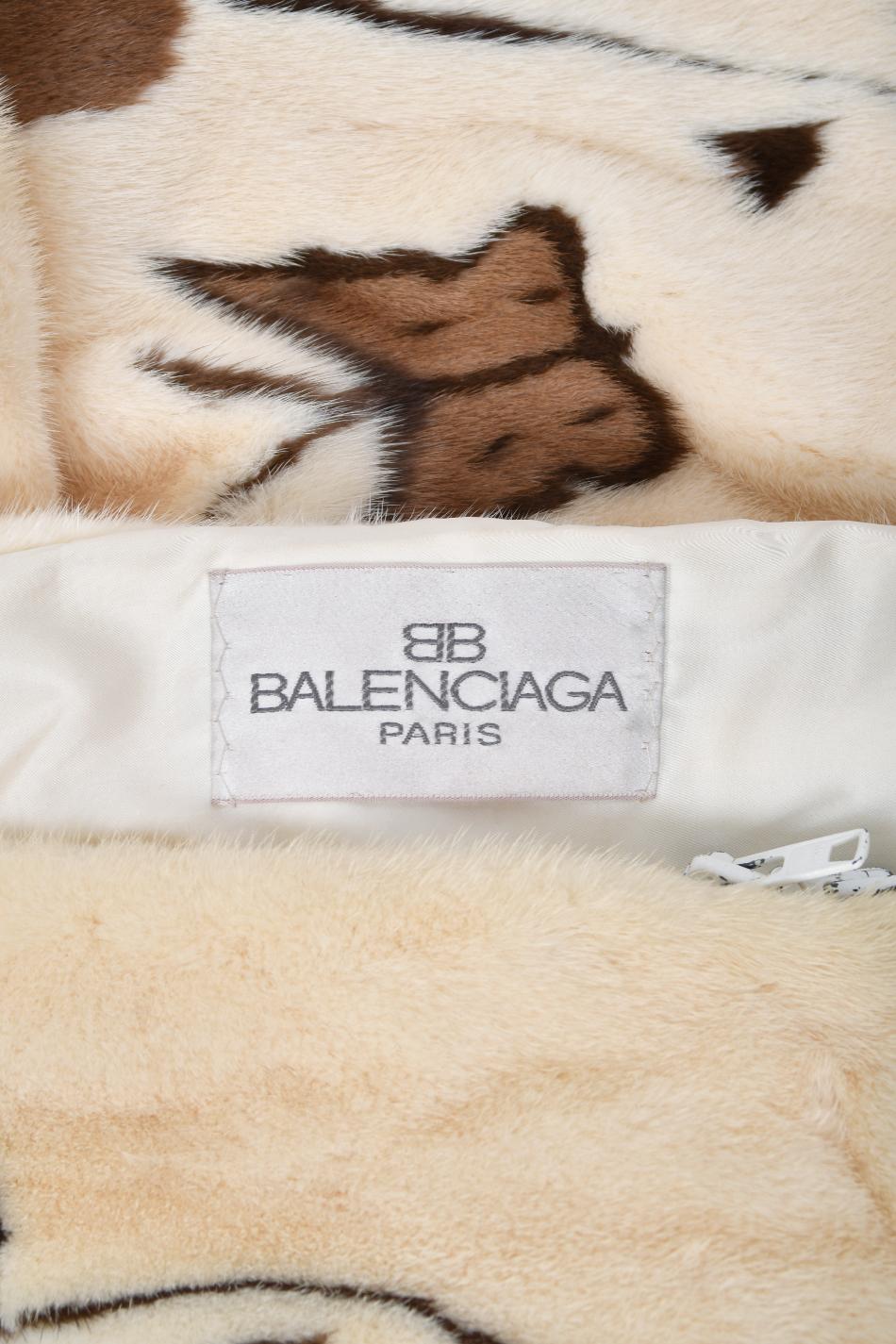 Veste en fourrure de vison imprimée « papillons et fleurs » Balenciaga Couture des années 1980 en vente 13