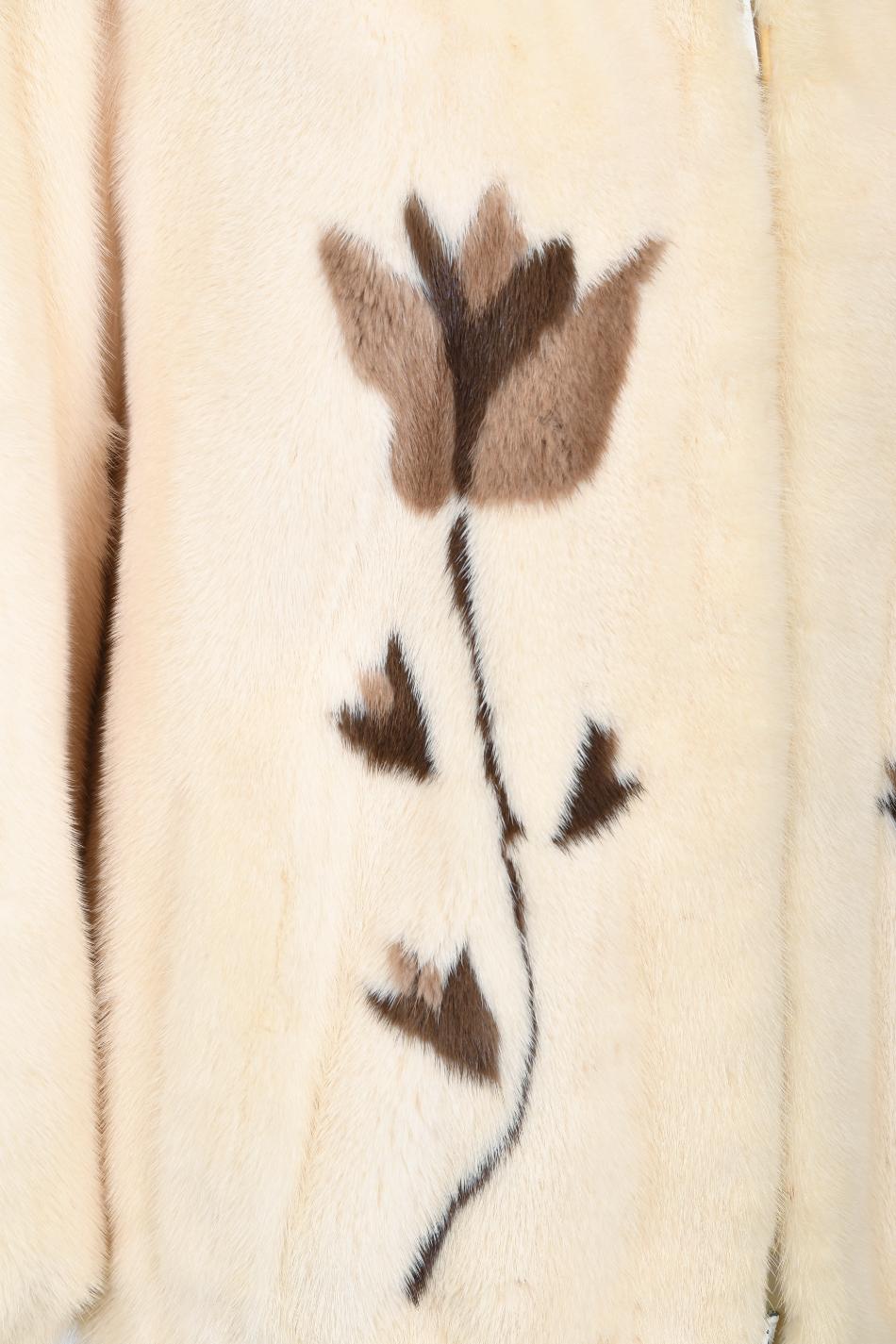 Vintage 1980s Balenciaga Couture 'Butterflies & Flowers' Printed Mink Fur Jacket For Sale 7