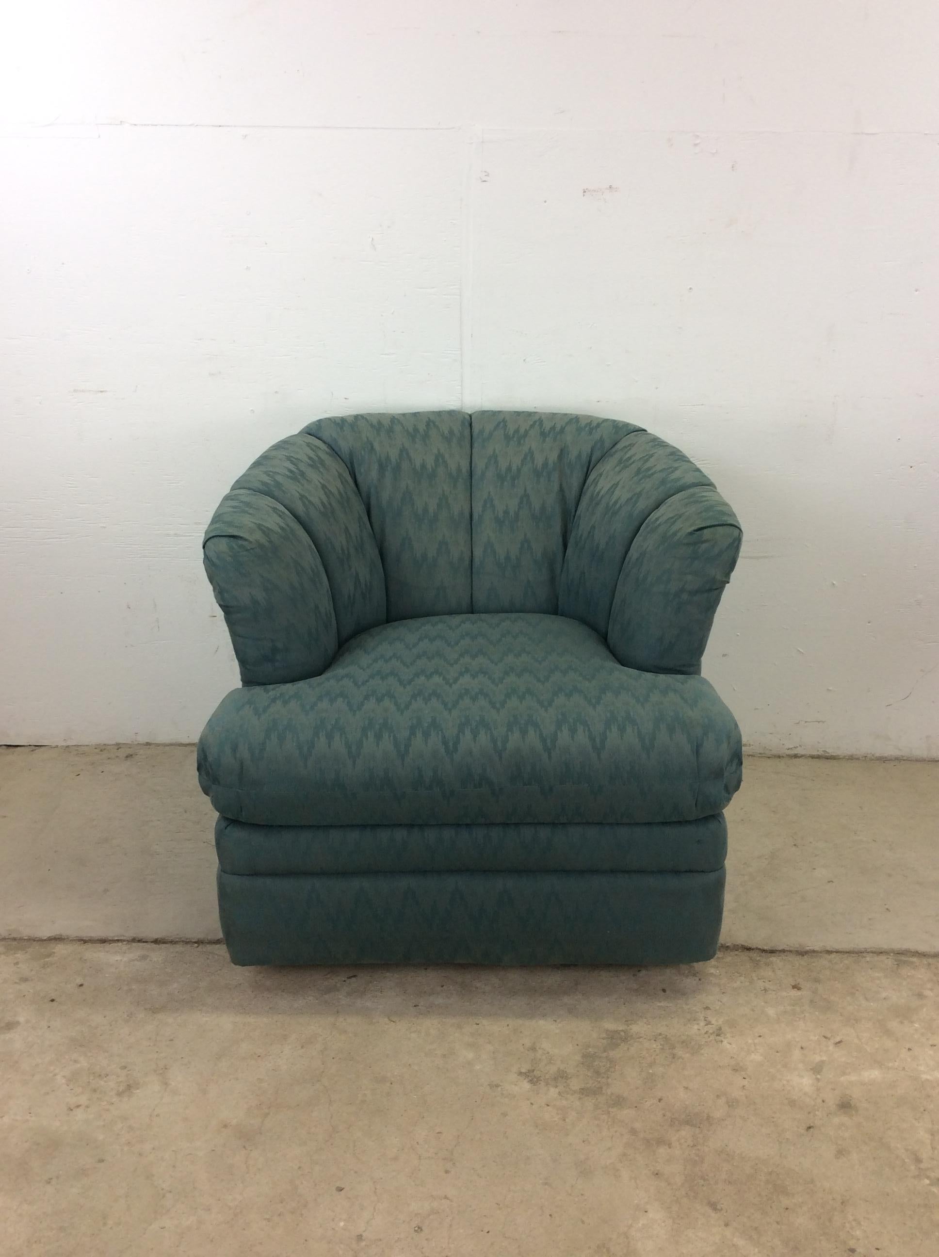 Post-Modern Vintage 1980s Barrel Back Club Chair by Rowe For Sale
