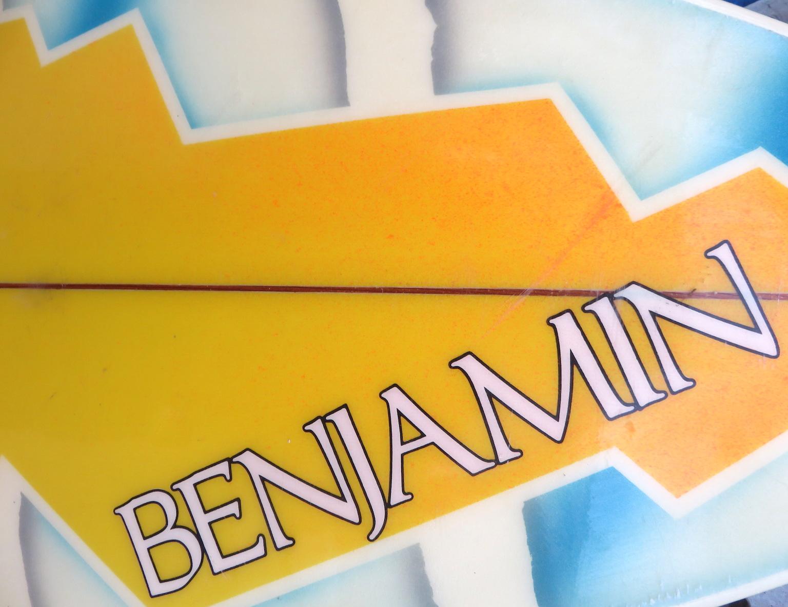 Late 20th Century Vintage 1980s Benjamin Surfboard by Terry Martin