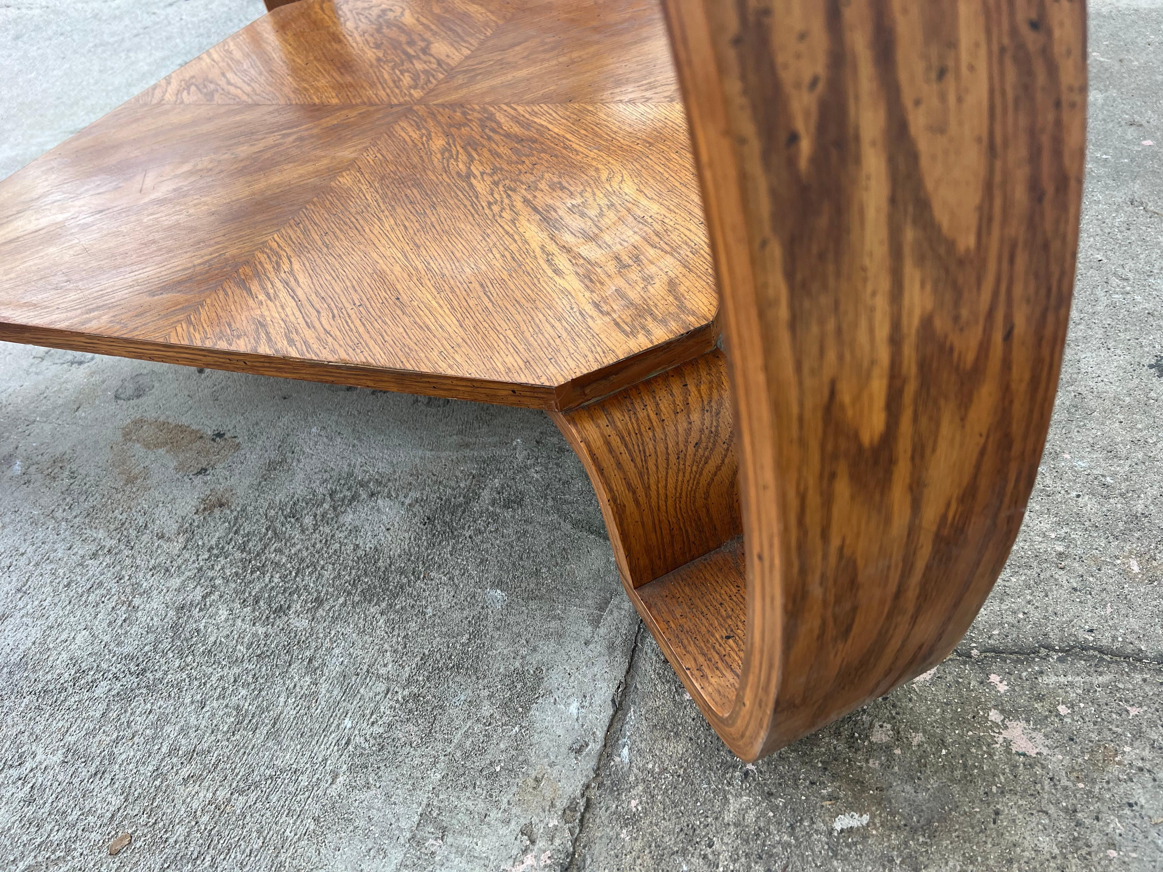 Post-Modern Vintage 1980s Bentwood Oak and Glass Coffee Table