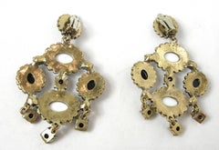 Black And White Vintage Cabochon Dangling Earrings, 1980s