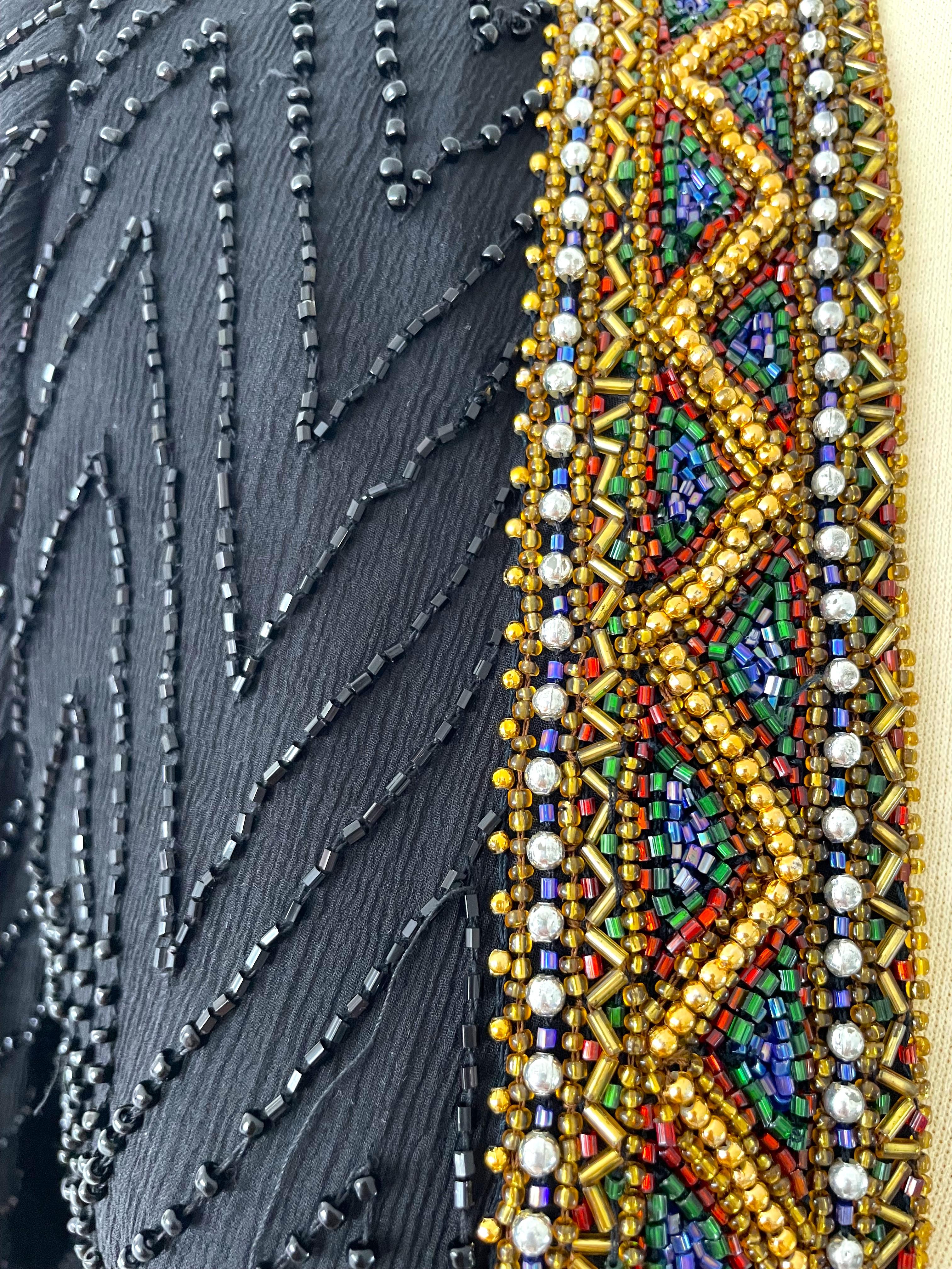 Women's Vintage 1980s Black Beaded Silk Cocktail Evening Coat For Sale