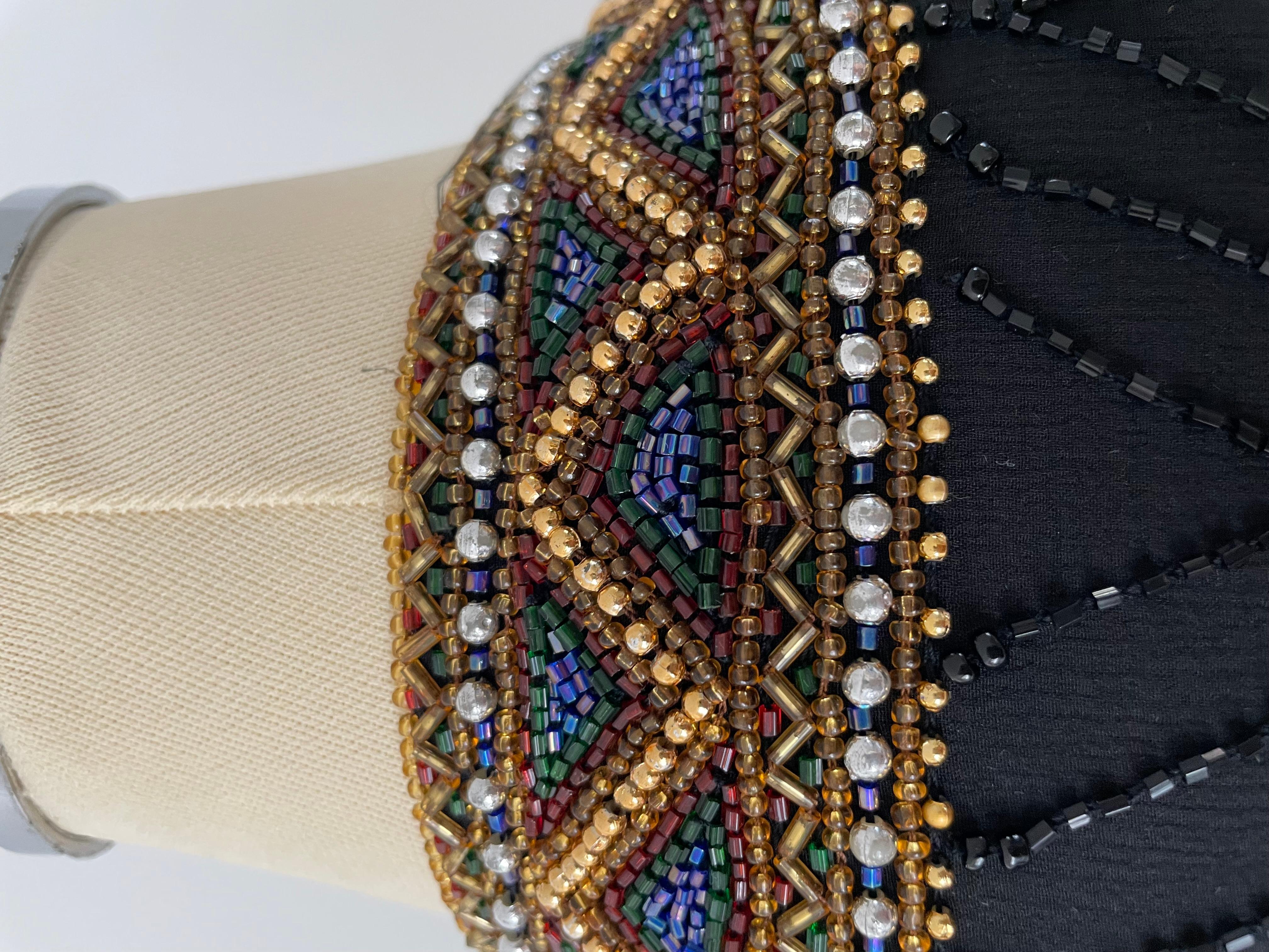 Vintage 1980s Black Beaded Silk Cocktail Evening Coat For Sale 2