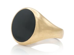 Vintage 1980s Black Onyx Signet Ring