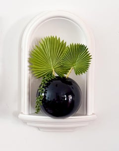 Vintage 1980s Black Sphere Vase — Sculptural Postmodern Round Vessel