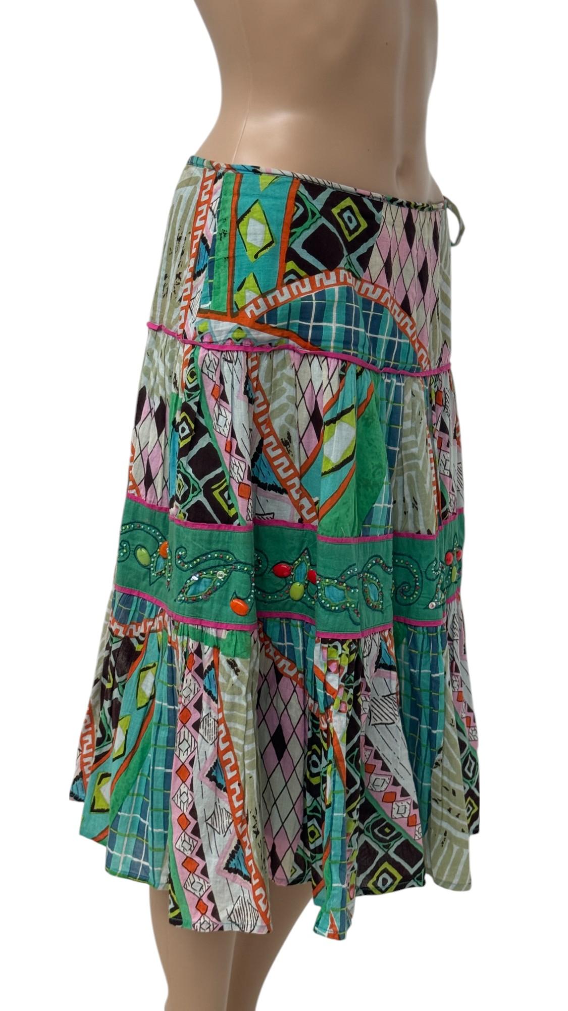 Jupe bohémienne en coton des années 1980 de Giorgia Kauten pour Express en vente 10