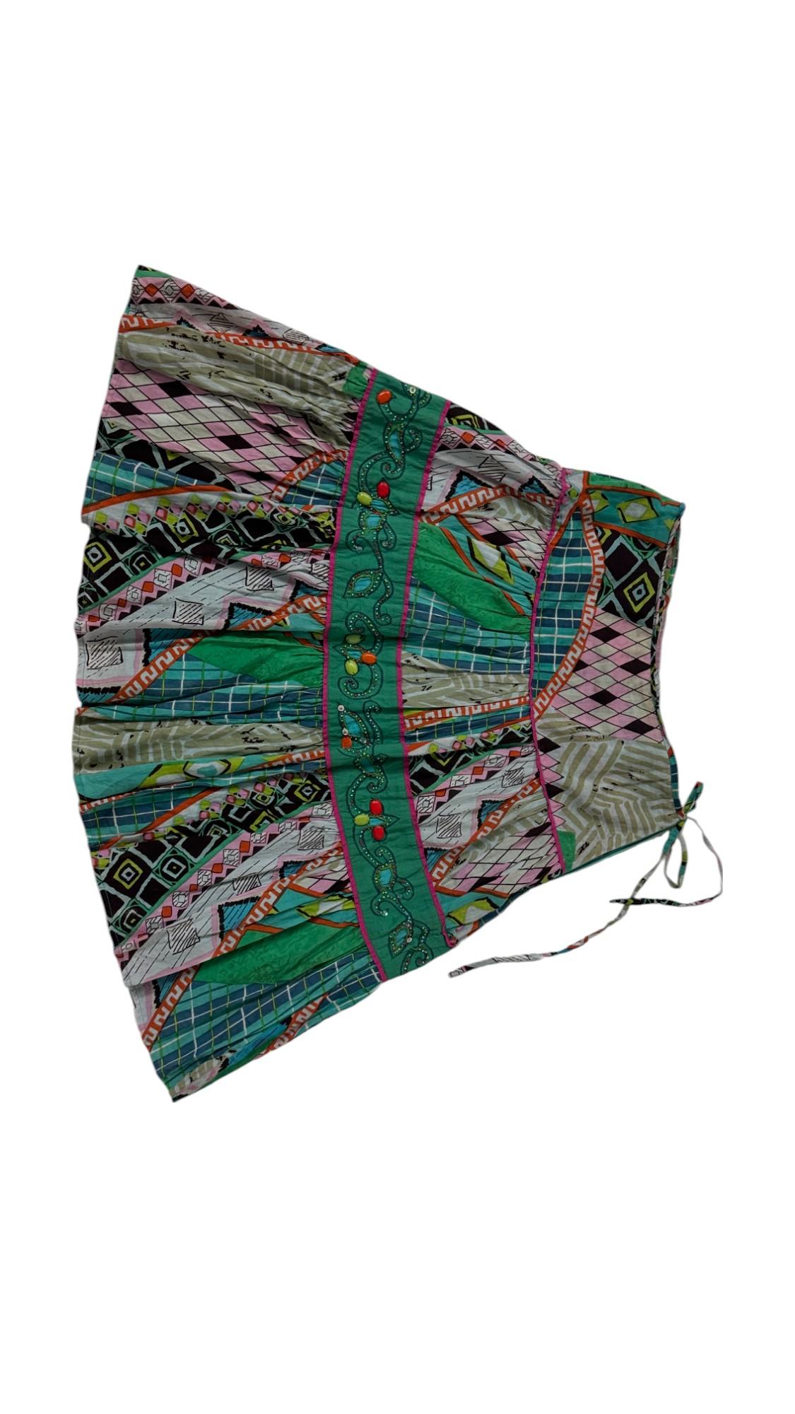 Black Jupe bohémienne en coton des années 1980 de Giorgia Kauten pour Express en vente