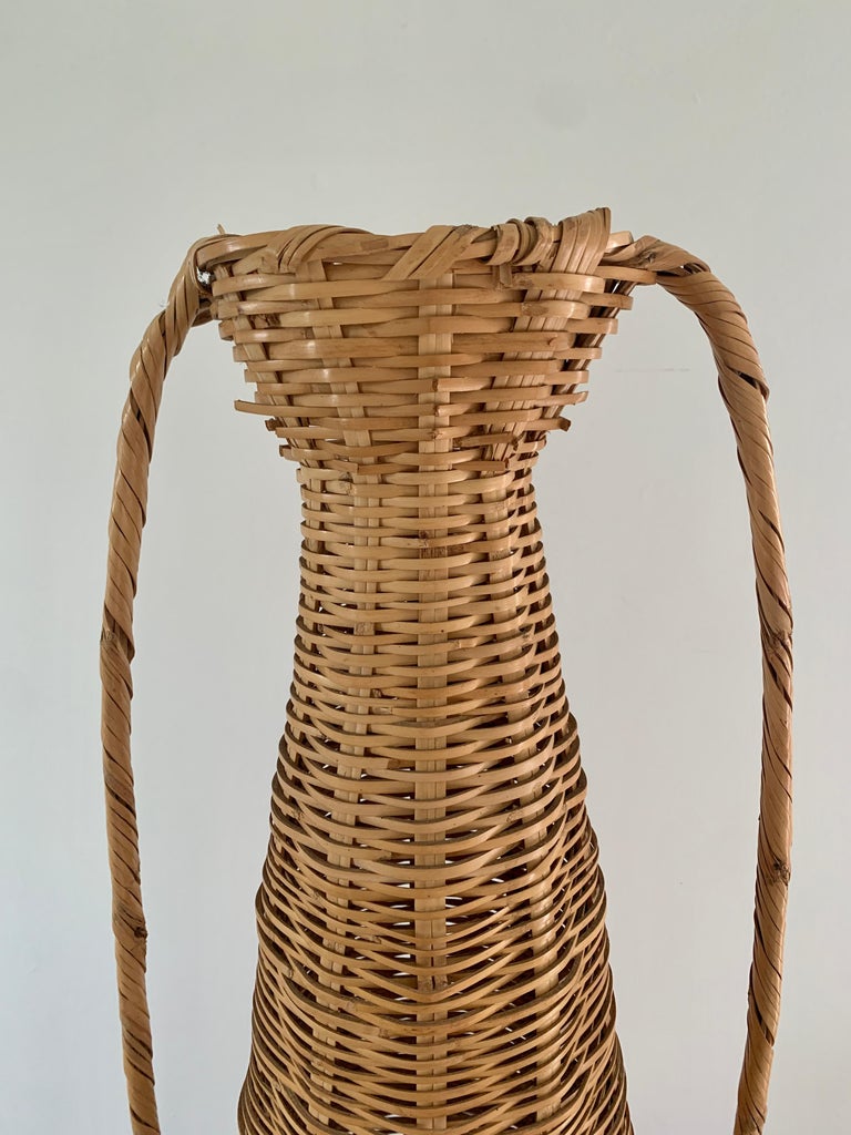 Vintage 1980s Boho Wicker Basket Vases, Set of 3 For Sale at 1stDibs