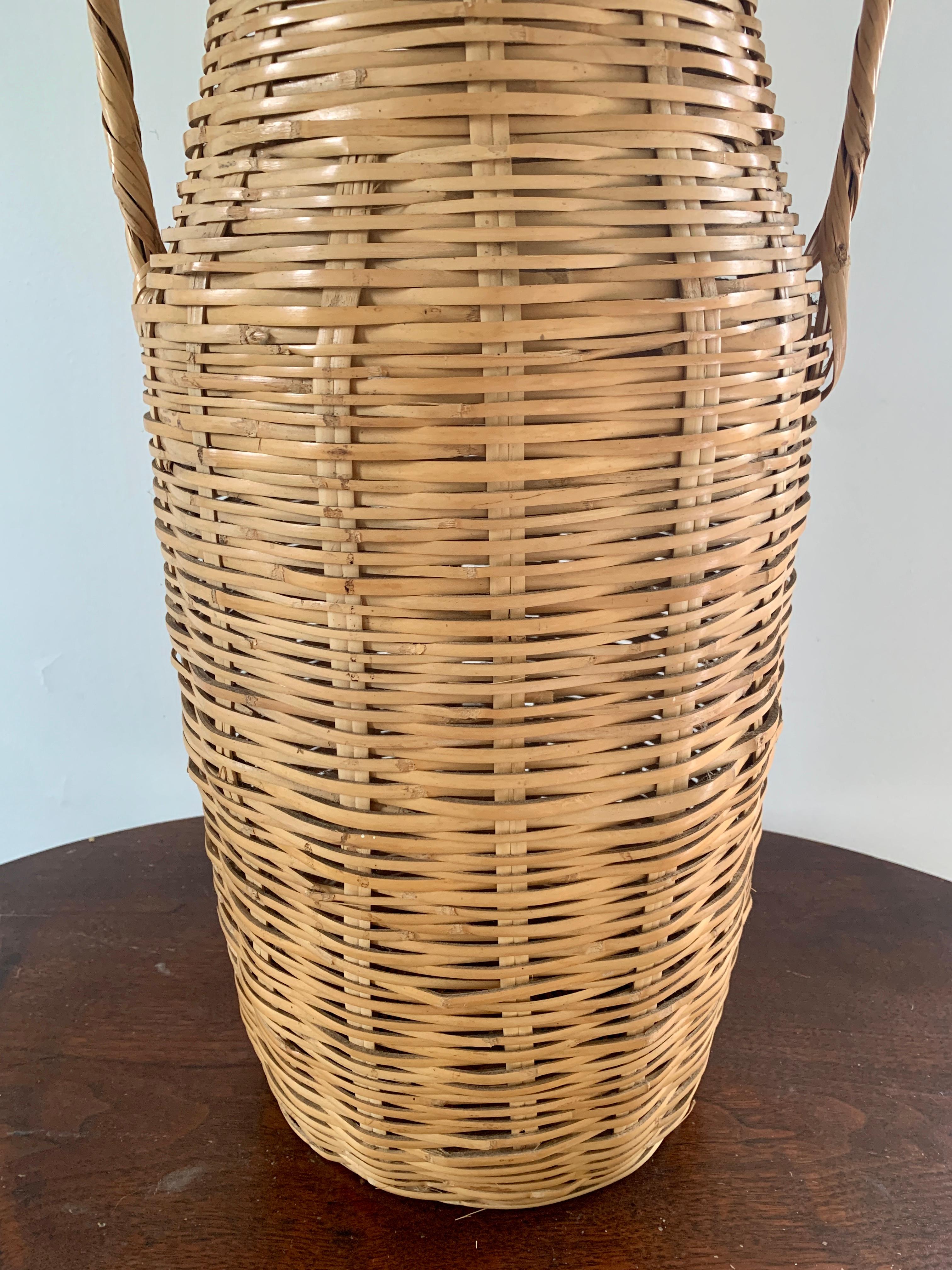 North American Vintage 1980s Boho Wicker Basket Vases, Set of 3 For Sale