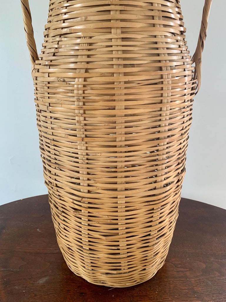 Vintage 1980s Boho Wicker Basket Vases, Set of 3 For Sale at 1stDibs