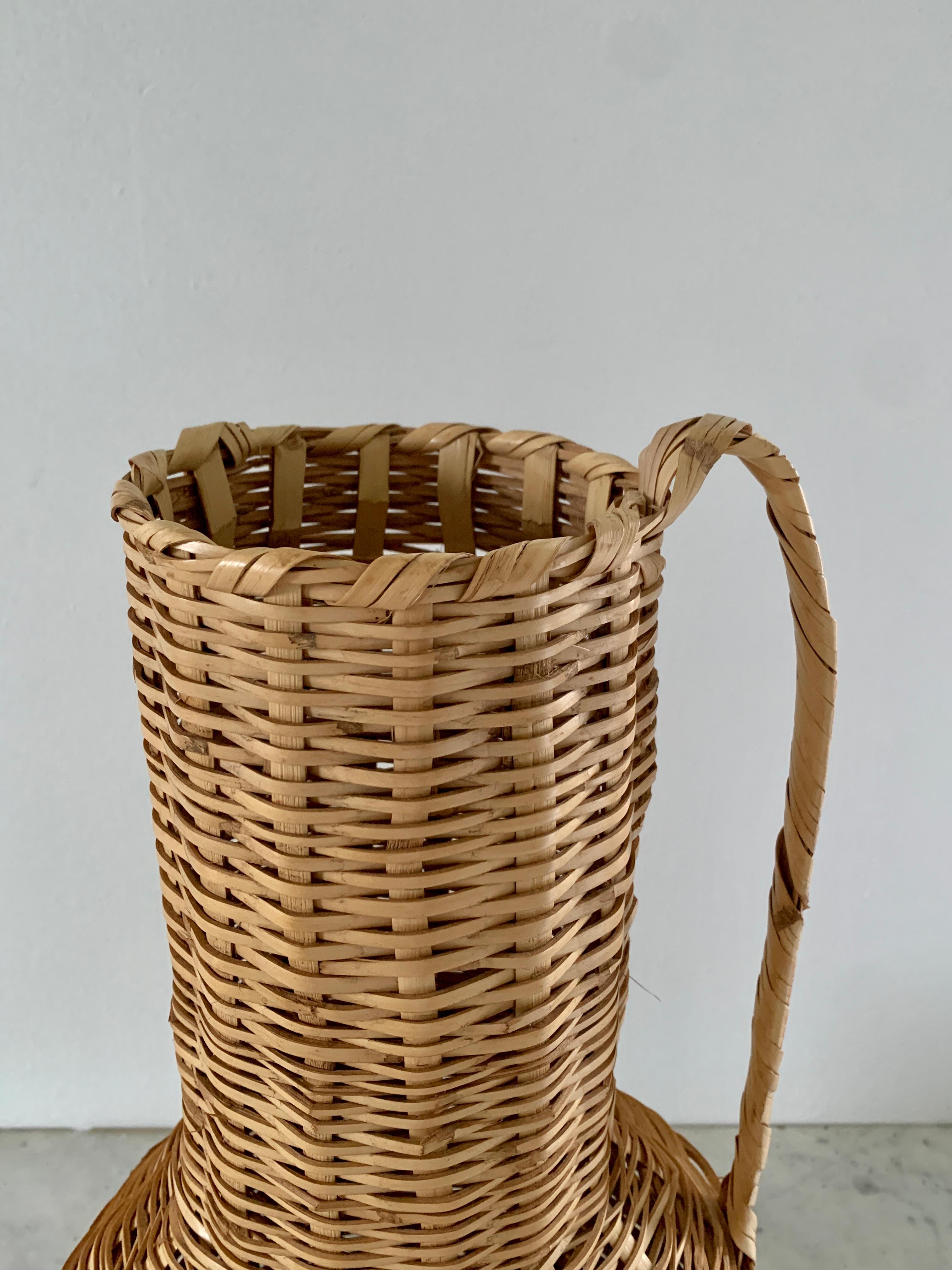 Vintage 1980s Boho Wicker Basket Vases, Set of 3 For Sale 1