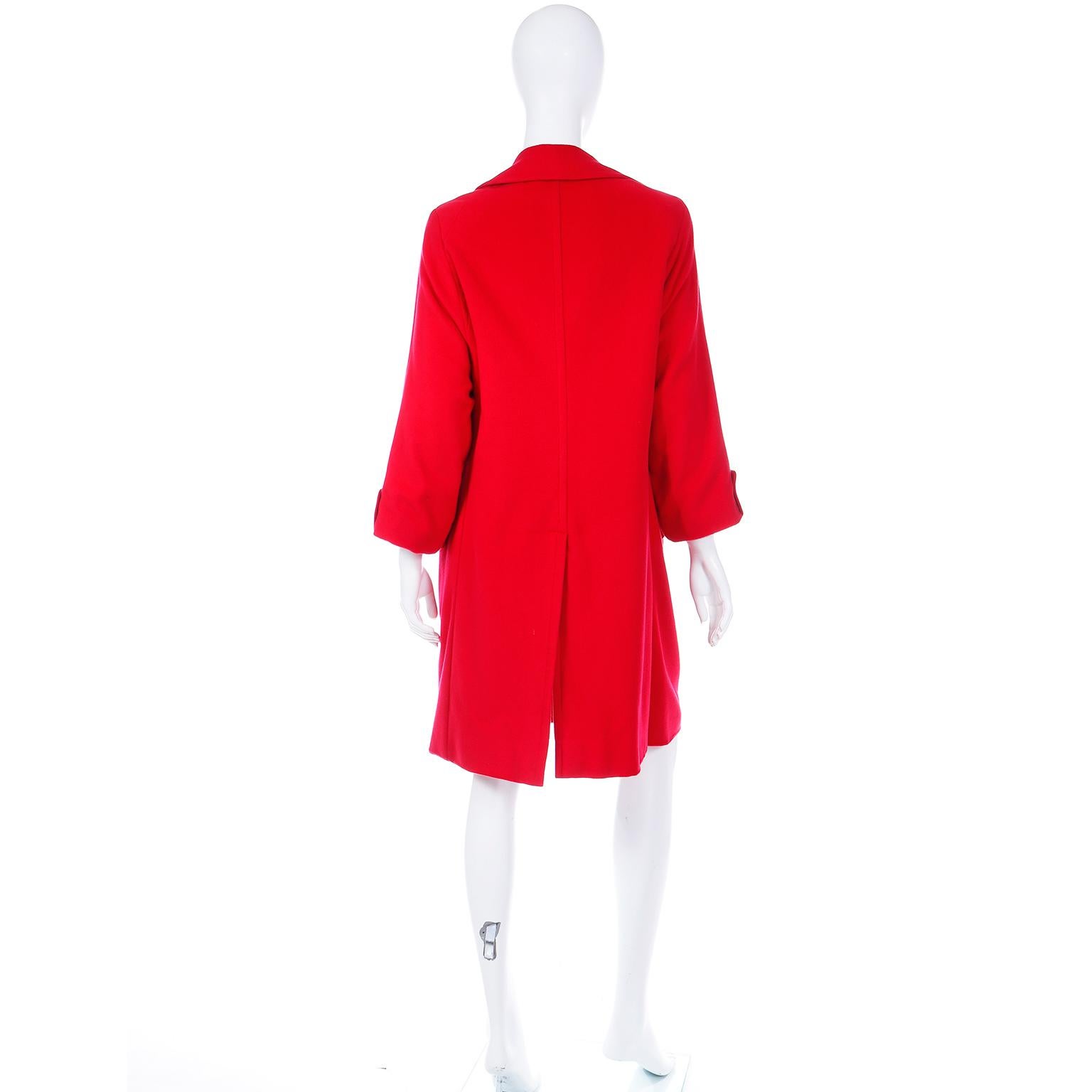 Women's Vintage 1980s British Textiles Red Cashmere Coat For Sale